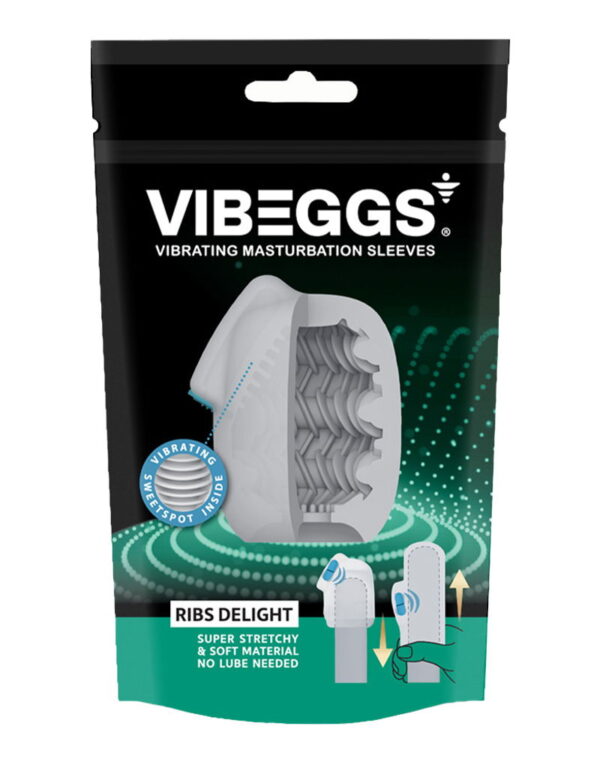 VIBEGGS - Ribs Delight - Vibrerende Masturbatie Sleeve - Wit - Afbeelding 3