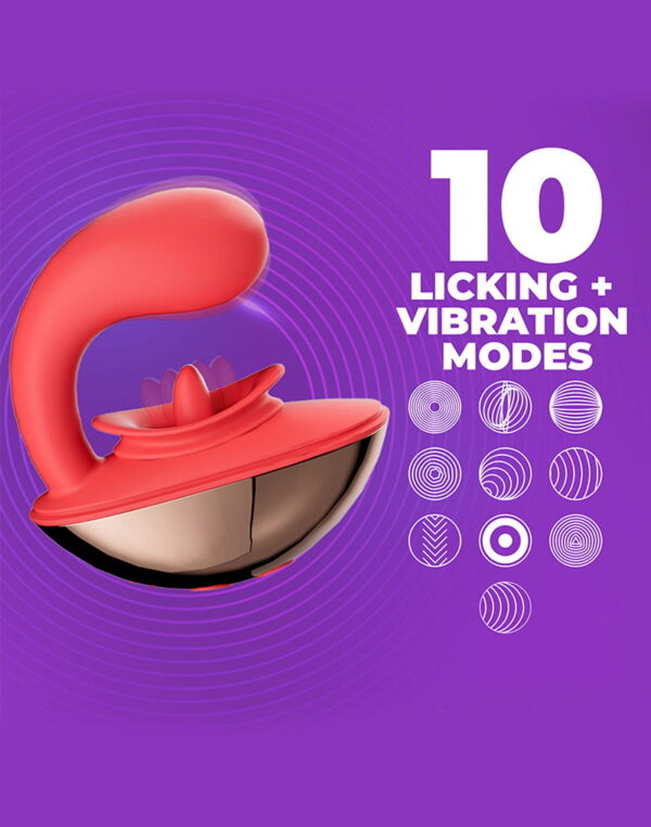 IY - Rondy - Clirotal Vibrator & Lik Tong met App - Rood - Afbeelding 10