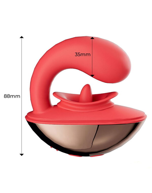 IY - Rondy - Clirotal Vibrator & Lik Tong met App - Rood - Afbeelding 5