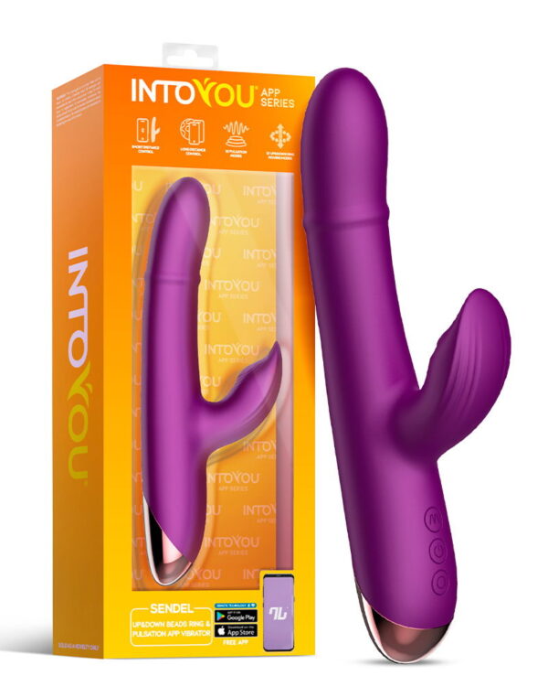 IY - Sendel - Rabbit Vibrator met kralenring en app - Paars - Afbeelding 2