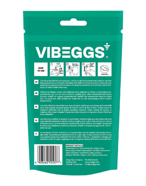 VIBEGGS - Ribs Delight - Vibrerende Masturbatie Sleeve - Wit - Afbeelding 4