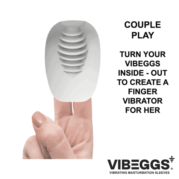 VIBEGGS - Ribs Delight - Vibrerende Masturbatie Sleeve - Wit - Afbeelding 12