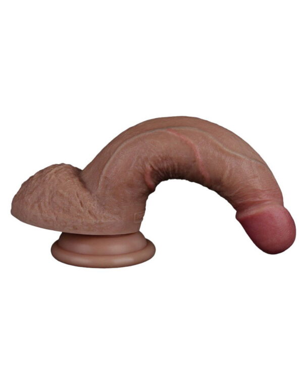 LoveToy - Dubbellaagse siliconen dildo 18,5 cm (Ø 3,7 cm) - Bruin - Afbeelding 3