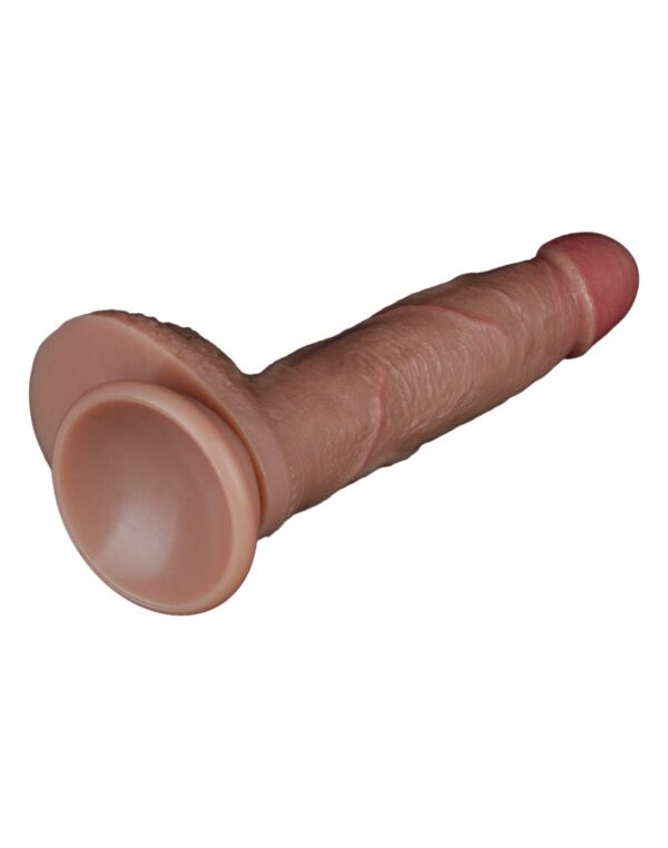 LoveToy - Dubbellaagse siliconen dildo 18,5 cm (Ø 3,7 cm) - Bruin - Afbeelding 4