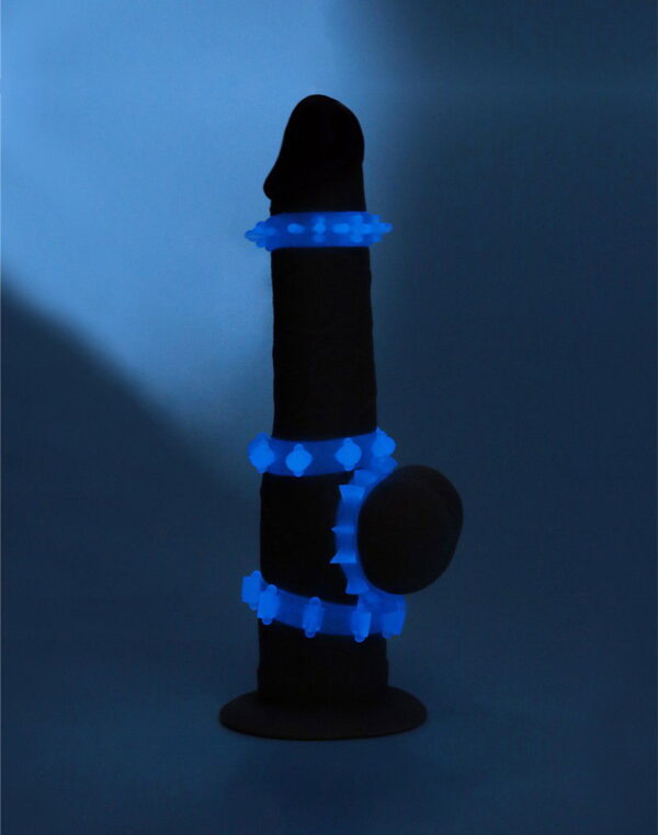 LoveToy - Lumino Play Cock Ring Set van 4 - Glow in the Dark - Afbeelding 5