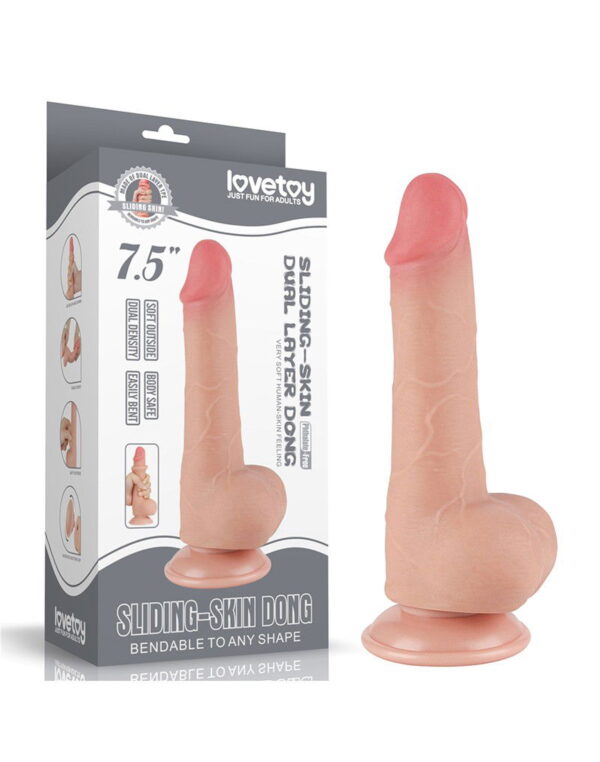 LoveToy - Aftrekbare dildo 19.5 cm (Ø 3.6 cm) - Nude - Afbeelding 2