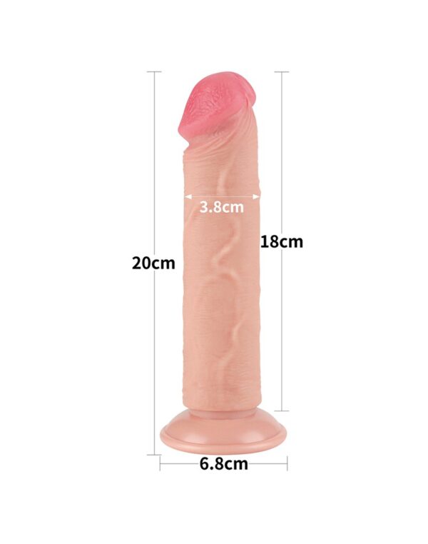 LoveToy - Glijdende Huid Dildo 20 cm (Ø 3.8 cm) - Nude - Afbeelding 13