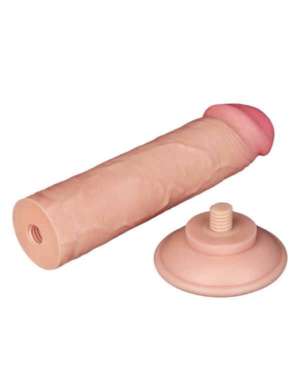 LoveToy - Glijdende Huid Dildo 20 cm (Ø 3.8 cm) - Nude - Afbeelding 4