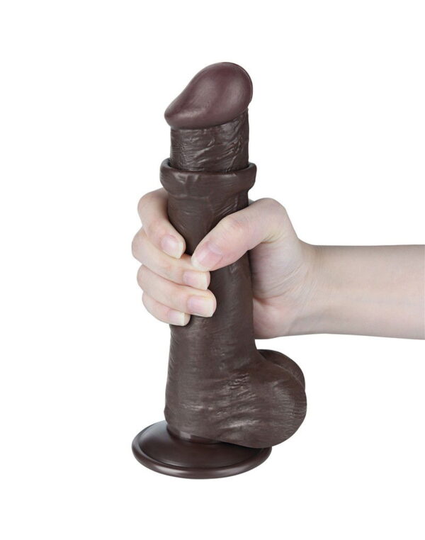 LoveToy - Glijdende Huid Dildo 20,8 cm (Ø 4 cm) - Zwart - Afbeelding 12