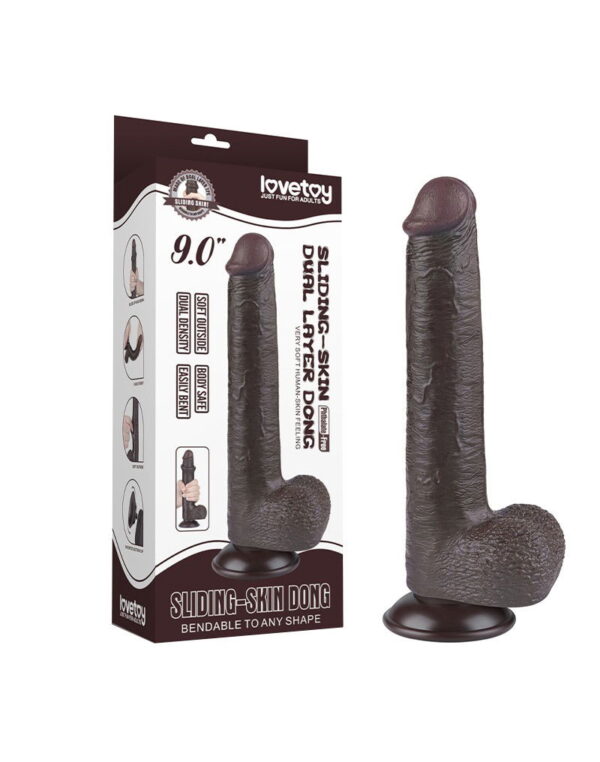 LoveToy - Aftrekbare dildo 22 cm (Ø 3,7 cm) - Zwart - Afbeelding 2