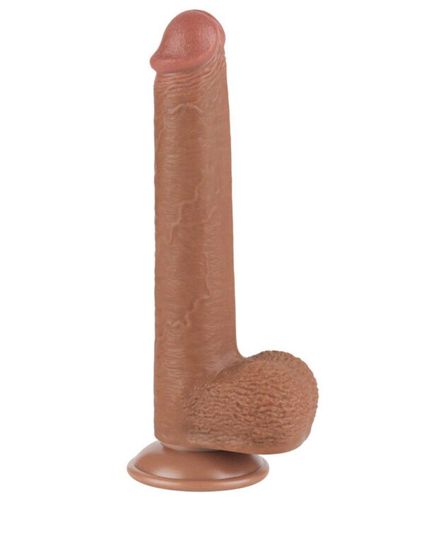 LoveToy - Sliding Skin Dildo 22 cm (Ø 3,7 cm) - Bruin - Afbeelding 3