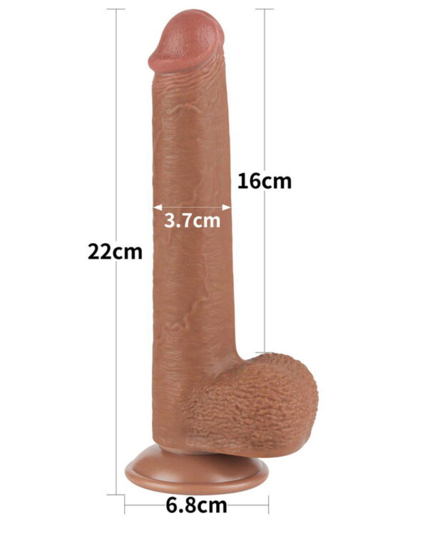 LoveToy - Sliding Skin Dildo 22 cm (Ø 3,7 cm) - Bruin - Afbeelding 4