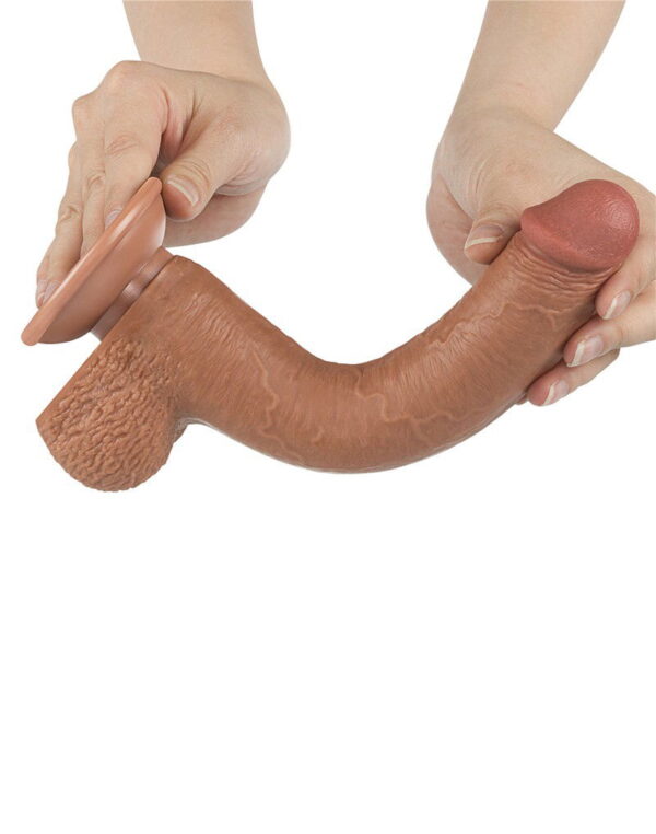 LoveToy - Sliding Skin Dildo 22 cm (Ø 3,7 cm) - Bruin - Afbeelding 6