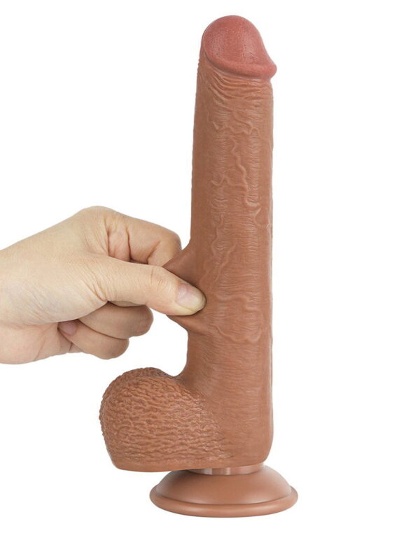 LoveToy - Sliding Skin Dildo 22 cm (Ø 3,7 cm) - Bruin - Afbeelding 7