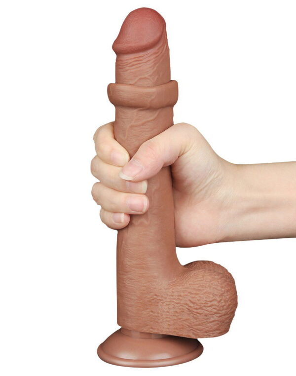 LoveToy - Sliding Skin Dildo 22 cm (Ø 3,7 cm) - Bruin - Afbeelding 10