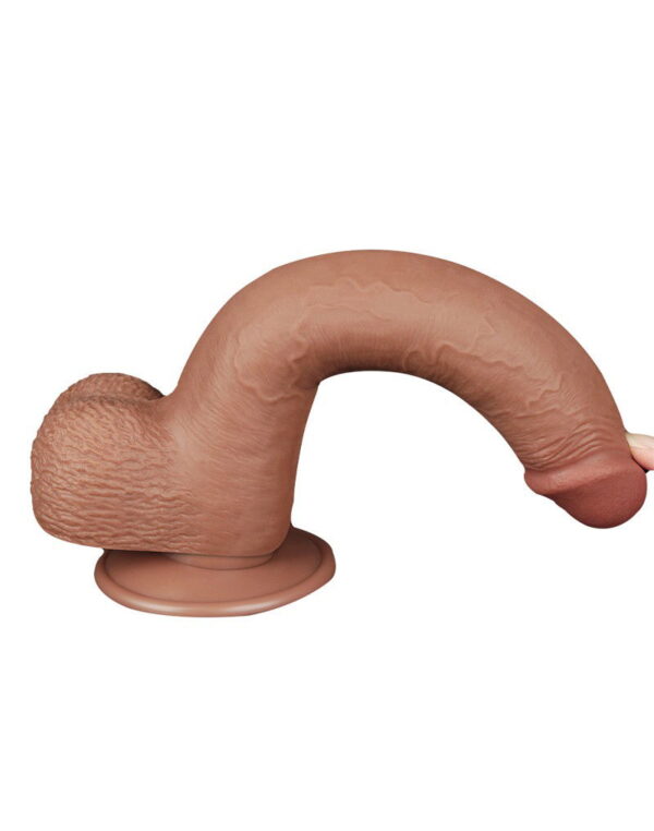 LoveToy - Sliding Skin Dildo 22 cm (Ø 3,7 cm) - Bruin - Afbeelding 11