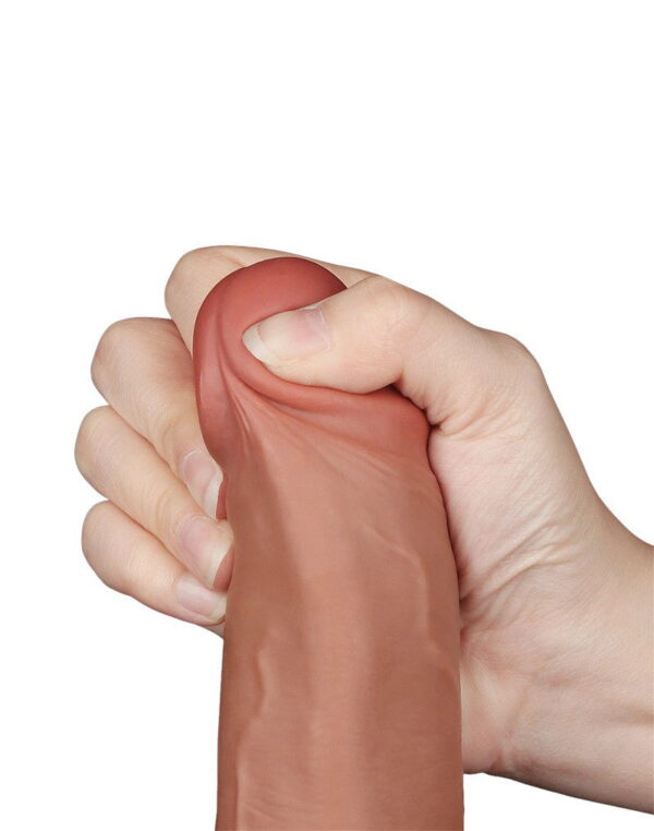 LoveToy - Sliding Skin Dildo 22 cm (Ø 3,7 cm) - Bruin - Afbeelding 12