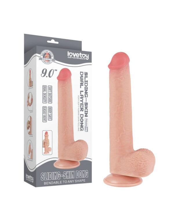 LoveToy - Aftrekbare dildo 22 cm (Ø 3.7 cm) - Nude - Afbeelding 2