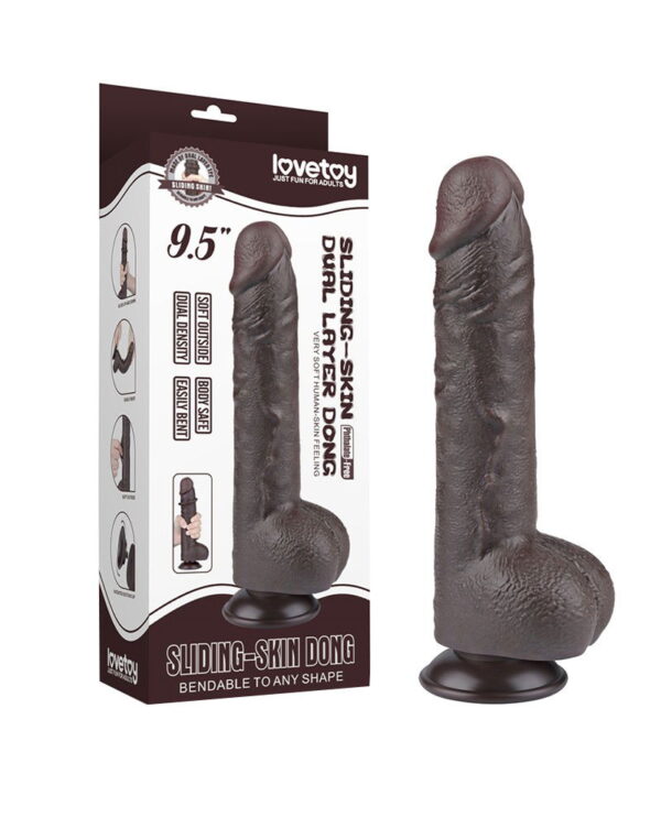 LoveToy - Aftrekbare dildo 24 cm (Ø 4,3 cm) - Zwart - Afbeelding 2