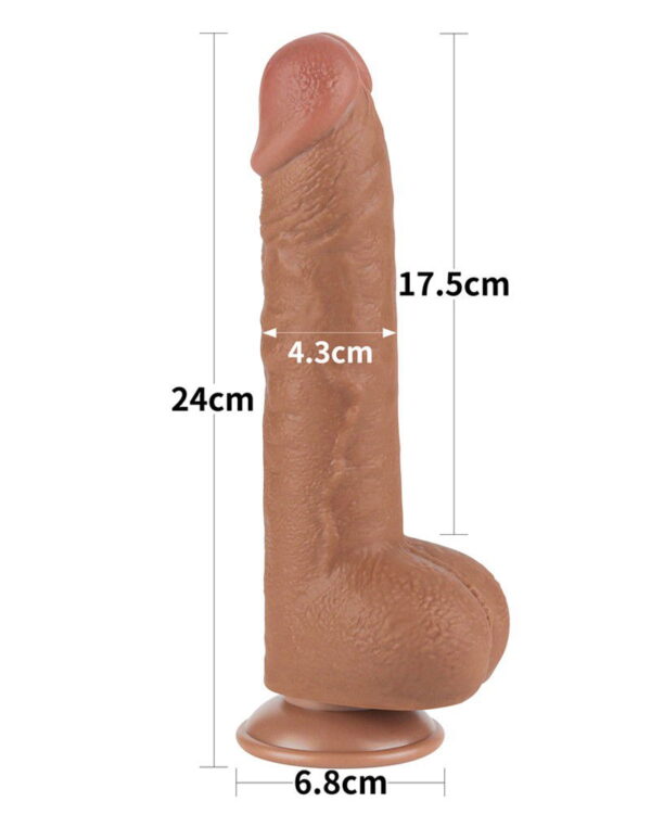 LoveToy - Sliding Skin Dildo 24 cm (Ø 4,3 cm) - Bruin - Afbeelding 5