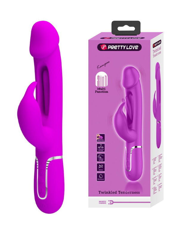 Pretty Love - Kampas - Rabbit Vibrator 3 in 1- Paars - Afbeelding 10