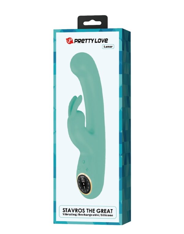 Pretty Love - Lamar - Rabbit Vibrator met Digitaal LED Display - Blauw - Afbeelding 2