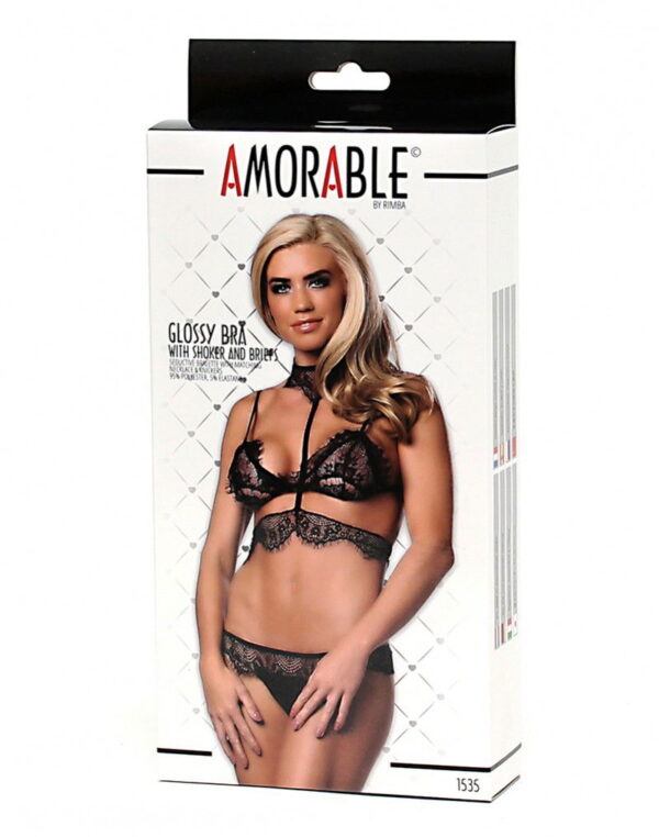 Amorable by Rimba - BH met bijpassende slip en choker - Zwart - Afbeelding 2