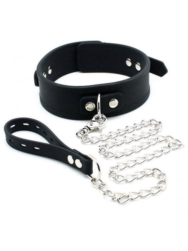 Rimba - Halsband 5 cm breed met hondenketting, verstelbaar met gesp.