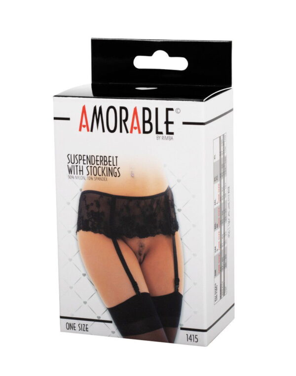 Amorable by Rimba - Jarretelgordel met Kousen - One Size - Zwart - Afbeelding 2