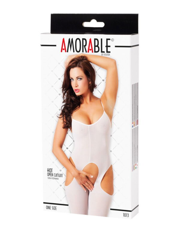 Amorable by Rimba - Catsuit met Open Kruis - One Size - Wit - Afbeelding 2