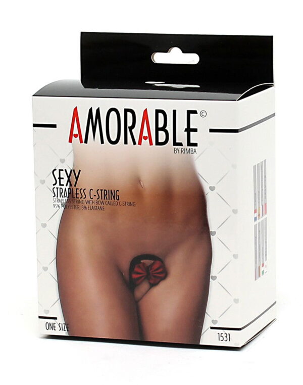 Amorable by Rimba - Strapless C-String - One Size - Zwart / Rood - Afbeelding 2