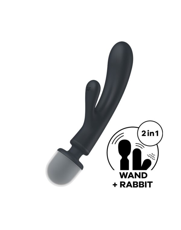 Satisfyer - Triple Lover - 2-in-1 Wand and Rabbit Vibrator - Grey - Afbeelding 3