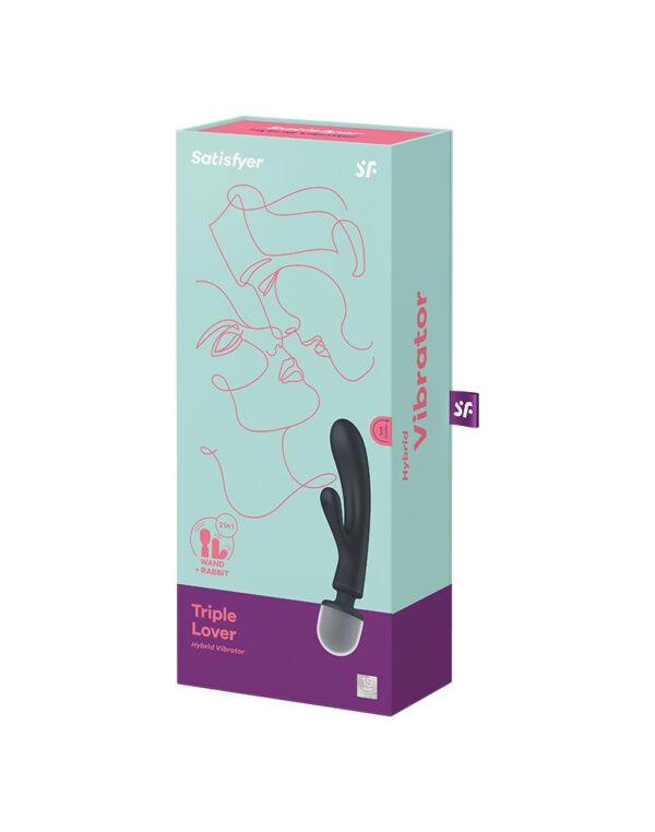 Satisfyer - Triple Lover - 2-in-1 Wand and Rabbit Vibrator - Grey - Afbeelding 2