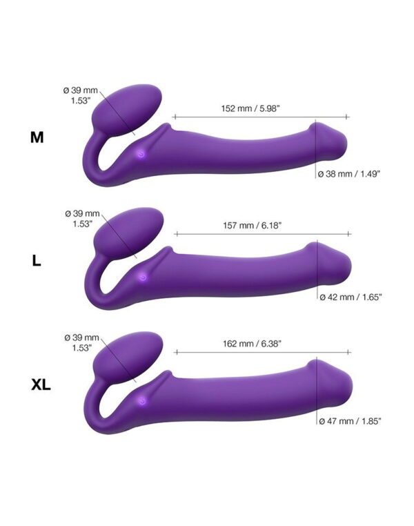 Strap-On-Me - Buigbare Strap-On Vibrator met Afstandsbediening Maat L - Paars - Afbeelding 6