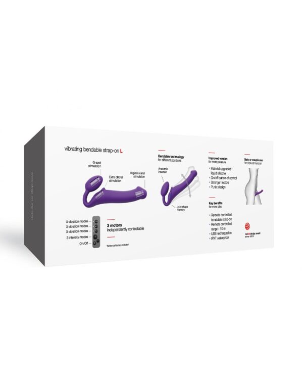 Strap-On-Me - Buigbare Strap-On Vibrator met Afstandsbediening Maat L - Paars - Afbeelding 4