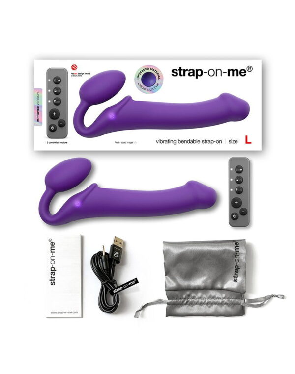 Strap-On-Me - Buigbare Strap-On Vibrator met Afstandsbediening Maat L - Paars - Afbeelding 5