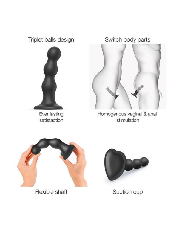 Strap-On-Me - Dildo Plug Balls Maat L - Zwart - Afbeelding 3