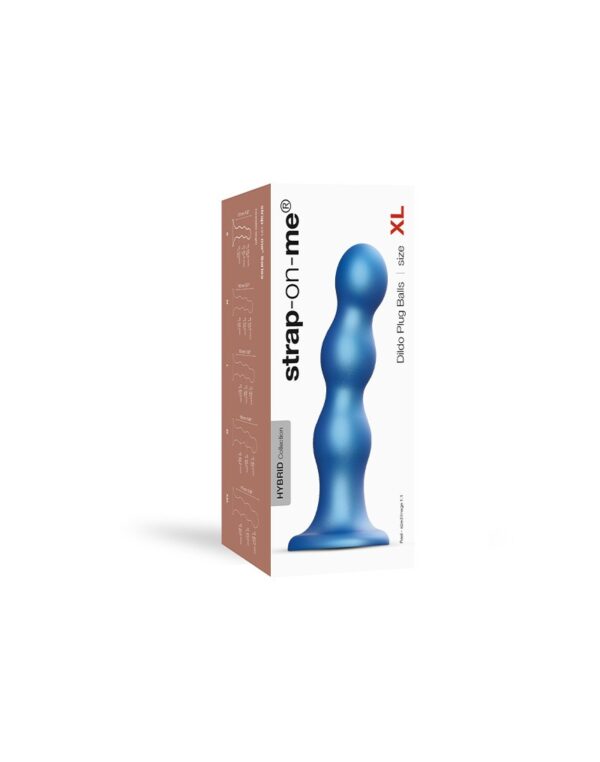 Strap-On-Me - Dildo Plug Balls Maat XL - Metallic Blauw - Afbeelding 2