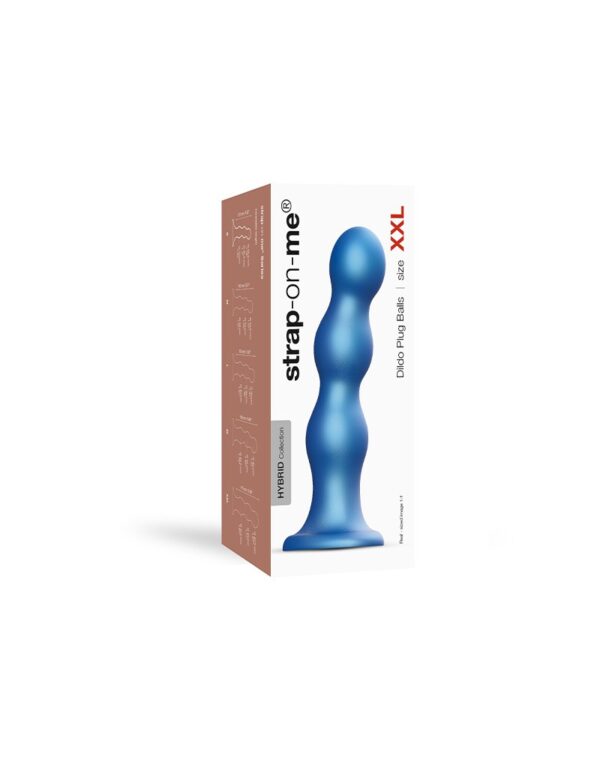 Strap-On-Me - Dildo Plug Balls Maat XXL - Metallic Blauw - Afbeelding 2