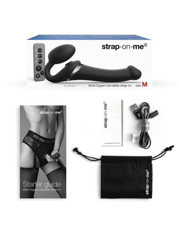 Strap-On-Me - Multi Orgasm - Strap-On Vibrator met Lik Stimulator Maat L - Zwart - Afbeelding 3