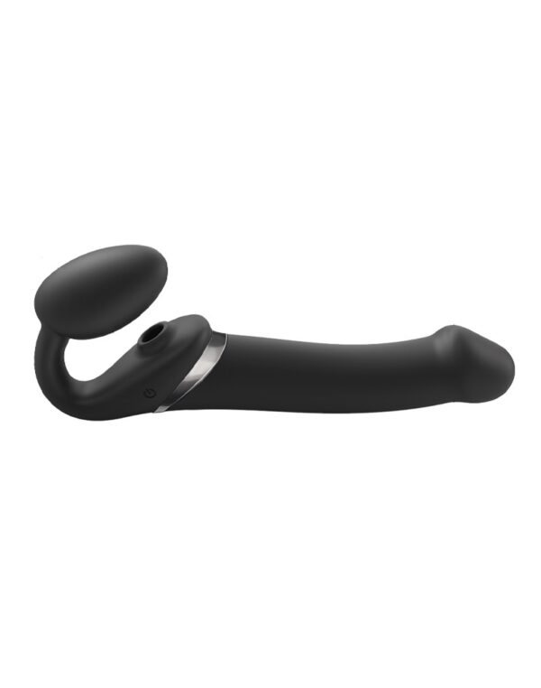 Strap-On-Me - Multi Orgasm - Strap-On Vibrator met Lik Stimulator Maat L - Zwart