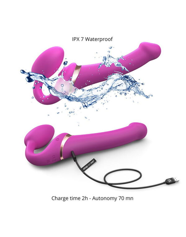 Strap-On-Me - Multi Orgasm - Strap-On Vibrator met Lik Stimulator Maat L - Roze - Afbeelding 6