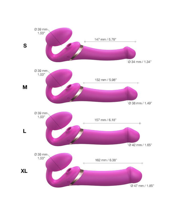 Strap-On-Me - Multi Orgasm - Strap-On Vibrator met Lik Stimulator Maat L - Roze - Afbeelding 5