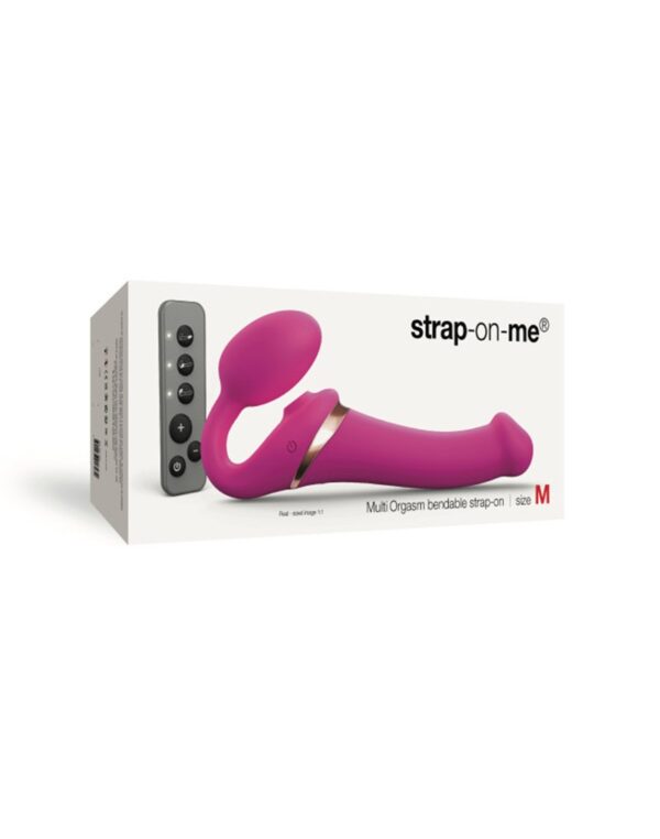 Strap-On-Me - Multi Orgasm - Strap-On Vibrator met Lik Stimulator Maat M - Roze - Afbeelding 2