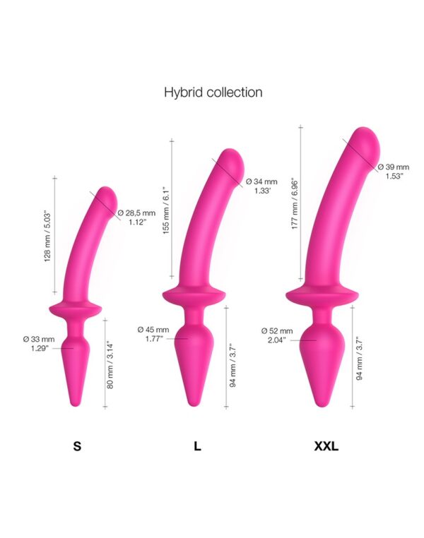 Strap-On-Me - Semi-Realistische Switch Plug-In - 2-in-1 Dildo & Butt Plug Maat L - Roze - Afbeelding 2