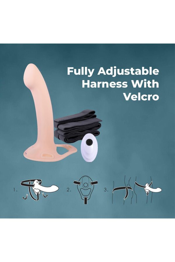 NMC 9.5 INCH RECHARGEABLE SILICONE VIBRATION HOLLOW STRAP ON WITH BALL RING FLESH - Afbeelding 5