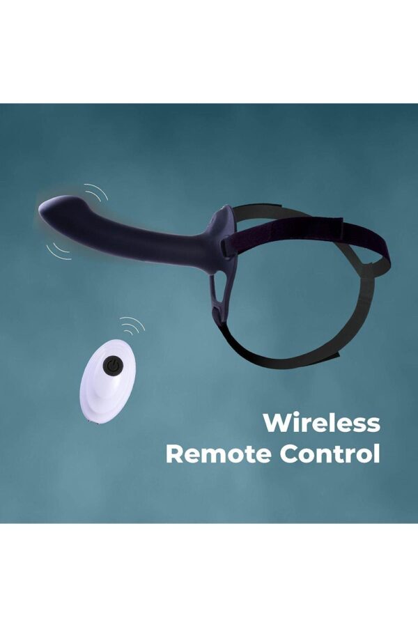 NMC 9.5 INCH RECHARGEABLE SILICONE VIBRATION HOLLOW STRAP ON WITH BALL RING BLACK - Afbeelding 3