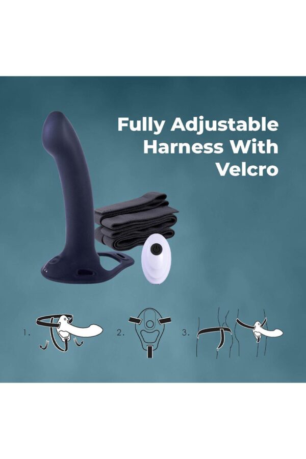 NMC 9.5 INCH RECHARGEABLE SILICONE VIBRATION HOLLOW STRAP ON WITH BALL RING BLACK - Afbeelding 5