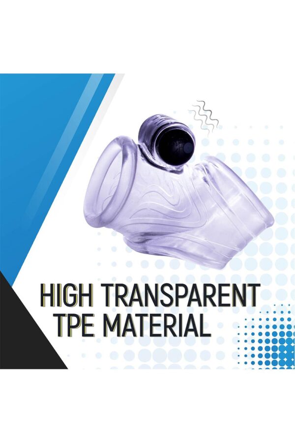 NMC TPE PENIS SLEEVE WITH 10 DYNAMIC RHYTHMS VIBRATING BULLET CLEAR - Afbeelding 3