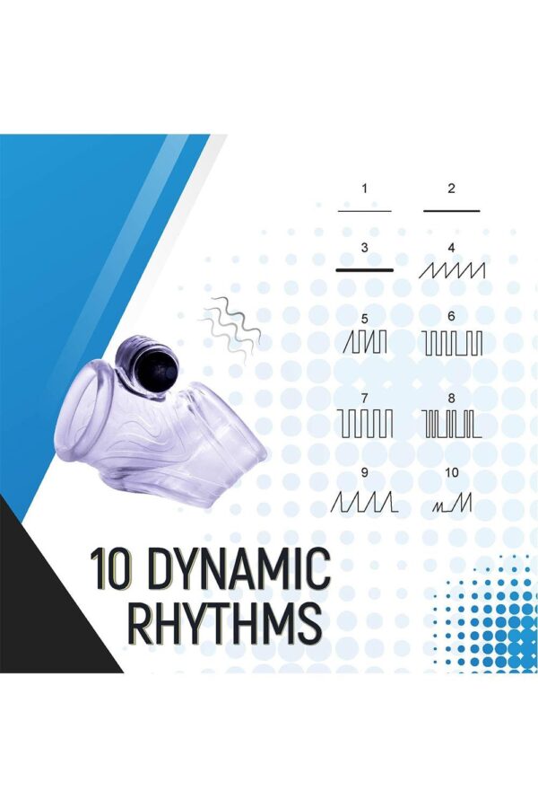 NMC TPE PENIS SLEEVE WITH 10 DYNAMIC RHYTHMS VIBRATING BULLET CLEAR - Afbeelding 4